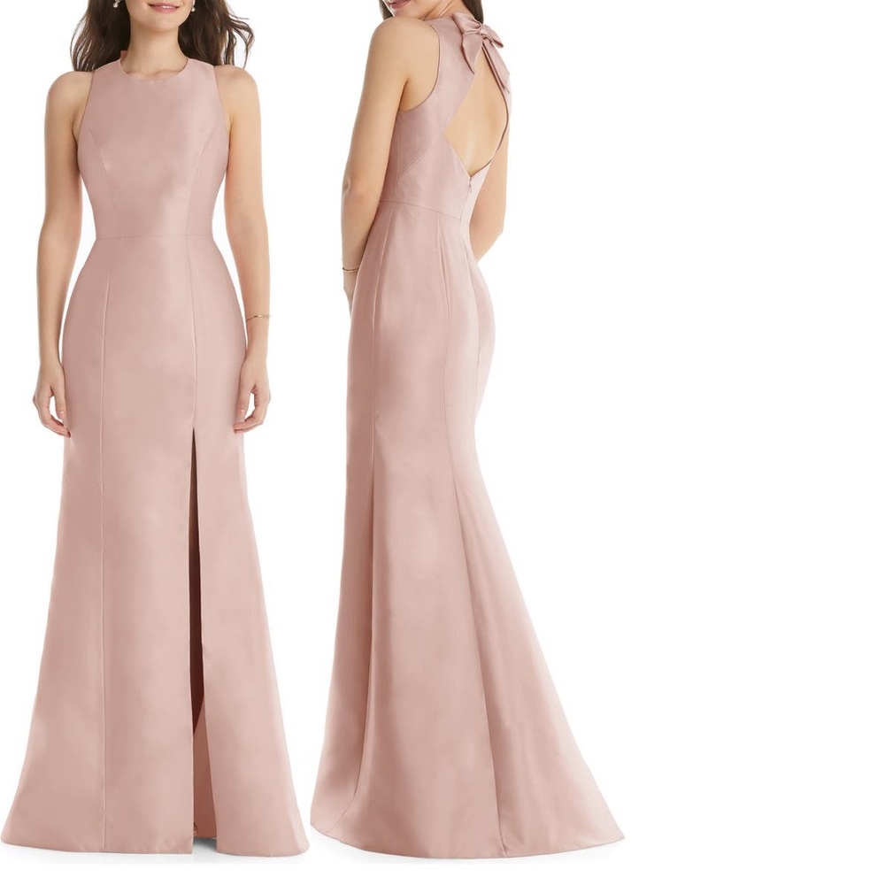 Alfred Sung Jewel Neck Open Back Gown